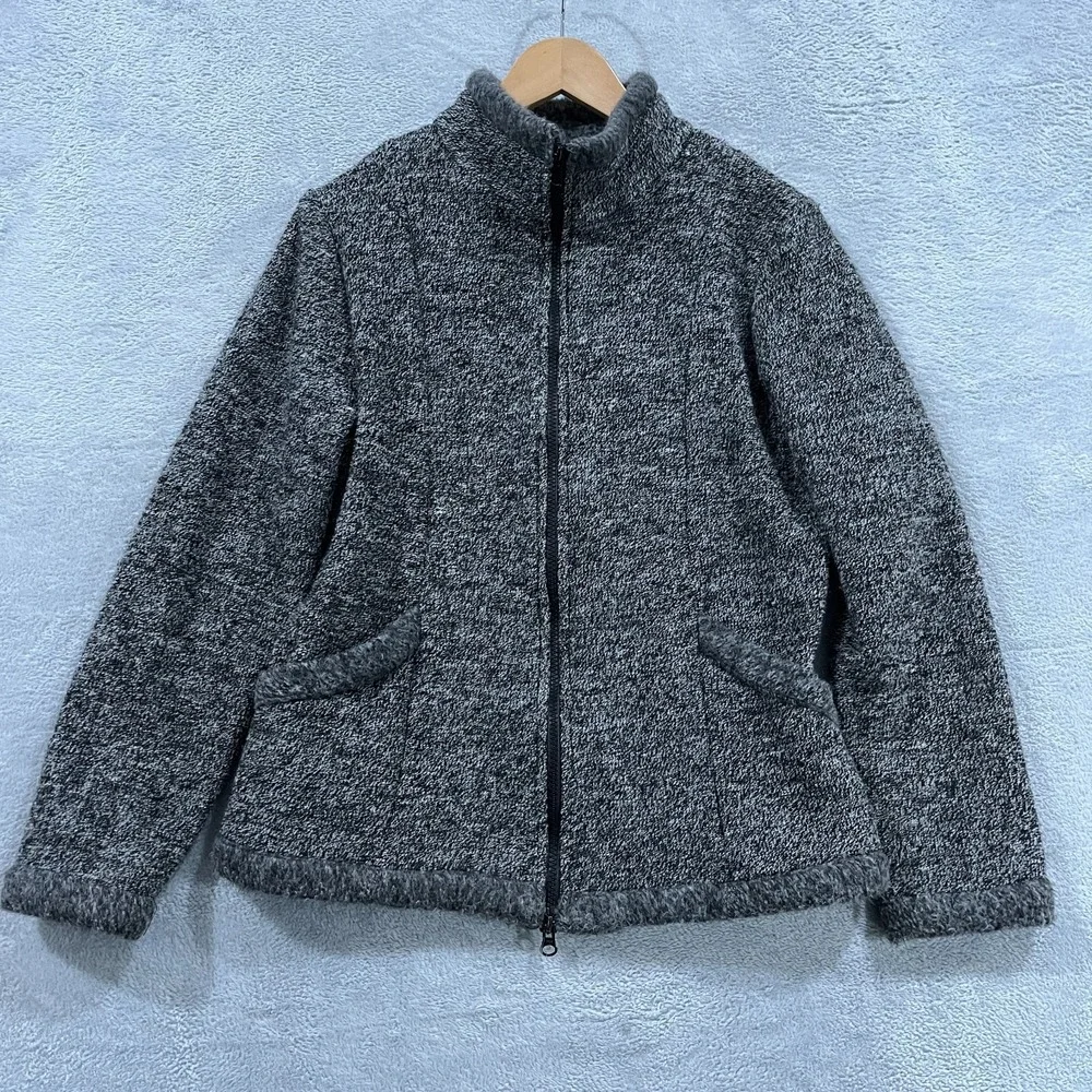 Vintage PrAna Jacket Women Medium Fleece Gray Outdoors USA Cottage Barn Full Zip